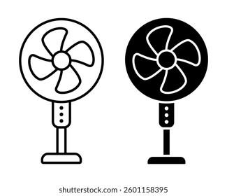 Minimalist fan icon vector set.Fan with rotating blades, cooling, ventilation or airflow symbol