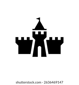 Minimalist Fantasy Castle Silhouette Vector Icon