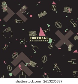 Minimalist Fantasy Football Pattern Background with Retro Elements for Sport Design
