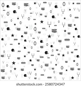 Minimalist Fantasy Football Seamless Pattern with Sports Elements