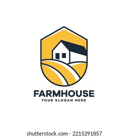 Minimalist Farm House Logo, Landscape, Agriculture Logo Design