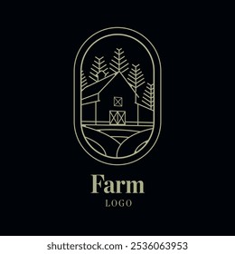 minimalist farm symbol logo with vintage design for brand identity