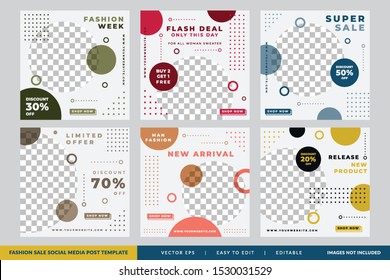 Minimalist Fashion Sale Social Media Post Circle Design Template Premium Vector