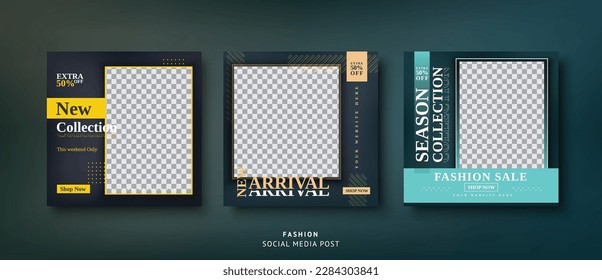 Minimalist fashion sale social media Instagram Facebook post template Set of 3 Editable Template Social Media Instagram Design Post