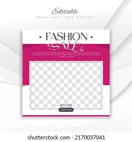 minimalist fashion sale sosial media post template vector