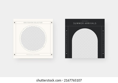 Minimalist fashion social media post. Trendy editable social media post template. Vector illustration.
