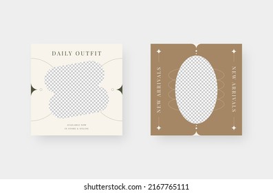 Minimalist fashion social media post. Trendy editable social media post template. Vector illustration.
