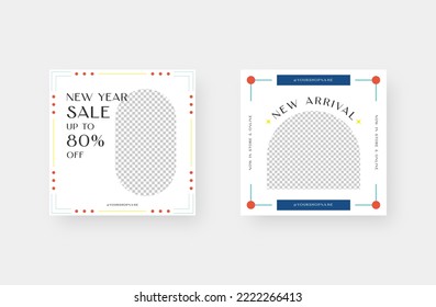 Minimalist fashion social media post. Trendy editable social media post template. Vector illustration.
