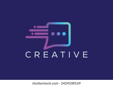 Minimalist Fast chat logo design vector template. Creative modern quick chat logo