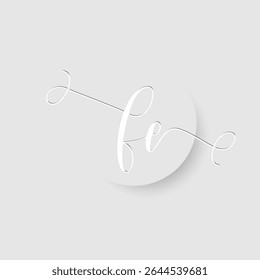 Minimalist FE Letter Monogram in Script Font with Paper Cutout Effect 