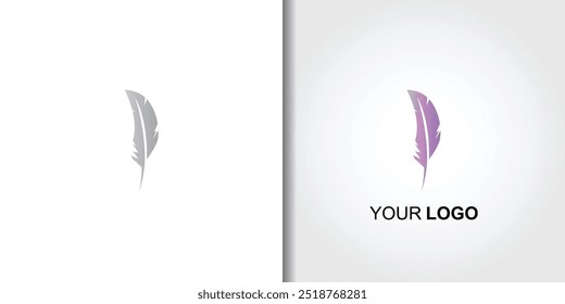 Minimalist Feather Logo Vector Template