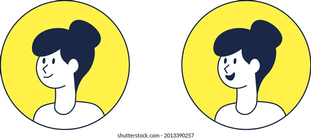 Minimalist Female Avatar - Amazing vector flat icon of a happy woman and in minimalist line art style suitable for website, mobile apps, user profile, and illustration in general  - Vector Characters