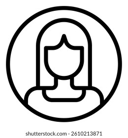 Minimalist female avatar design, suitable for user profiles, applications, and web interfaces.