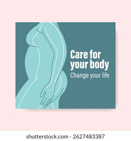 minimalist female body health illustration with wellness and self care message