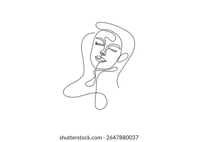 Minimalist female face outline in one line style vector illustration for modern artwork