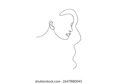 Minimalist female face outline in one line style vector illustration for modern artwork