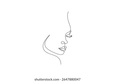 Minimalist female face outline in one line style vector illustration for modern artwork
