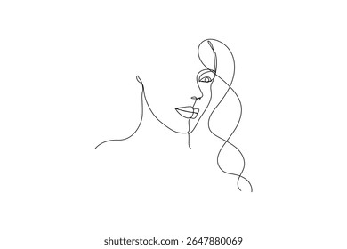 Minimalist female face outline in one line style vector illustration for modern artwork