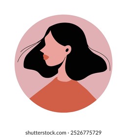 Minimalist Female with Short Hair Portrait in Abstract Style