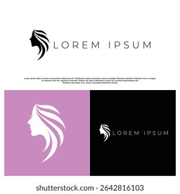 Minimalist female silhouette logo with confident posture, suitable for lifestyle or fashion startups.