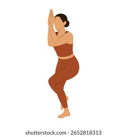 Minimalist Female Yoga Pose Flat Illustration
