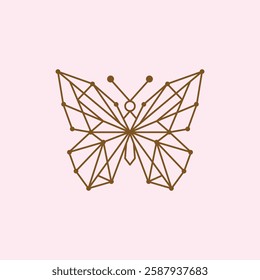 Minimalist Feminine Geometric Butterfly Logo Icon Vector | Elegant Modern Design