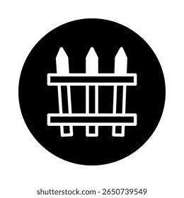 Ilustração minimalista do ícone da cerca mostrando a simplicidade no elemento do projeto com representação da cerca no fundo preto