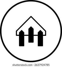 Minimalist Fence Icon: Simple Black and White Vector Illustration in Circular Frame