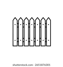 A minimalist fence in a solid black icon style. A simple representation of a garden, property, or park boundary for logos and graphics.