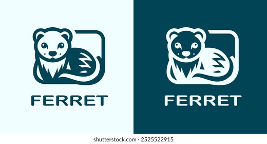 Logotipo minimalista do furão. Uma ilustração elegante e alegre furão. Perfeito para lojas de animais de estimação, negócios relacionados a animais ou marcas que procuram uma identidade bonita e moderna com um tema inspirado na natureza