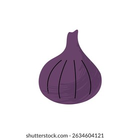 Minimalist fig illustration in deep purple tones. Clean lines and bold form. Great for healthy food labels, botanical prints, or kitchen decor. 