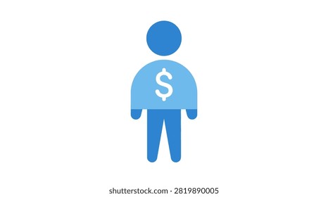Minimalist figure representing financial worth or a wealthy individual.