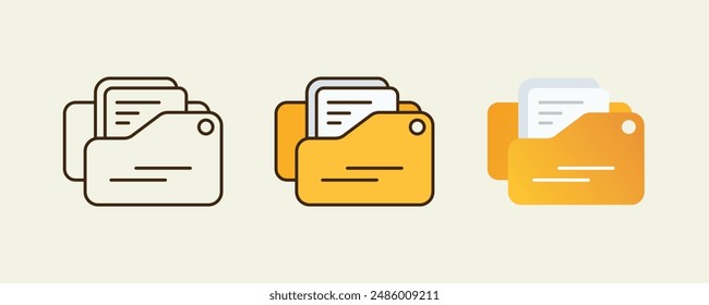 Minimalist file, documents, and folder illustration with outline, field and gradient variations