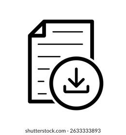 Ícone Minimalista de Download de Arquivo Isolado no Plano de Fundo Branco. Ilustração de vetor