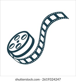 Icône de bobine de film minimaliste en noir mat