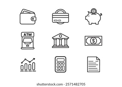 Minimalist Finance Icons—Banking, Money, and Investment Symbols