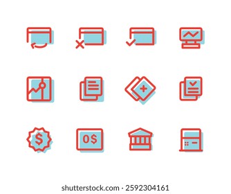 Minimalist Financial Business Icons with Modern Flat Design