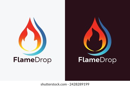 Minimalista Fire Flame gota logo diseño vector plantilla. Vector colorido moderno de la gota de la llama del fuego. cresta del agua, logotipo único