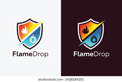 Minimalist Fire Flame drop logo design vector template. Modern colorful Fire Flame drop vector. water Crest, ingle logo