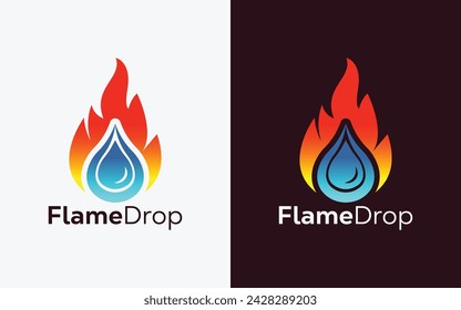 Minimalist Fire Flame drop logo design vector template. Modern colorful Fire Flame drop vector. water Crest, ingle logo