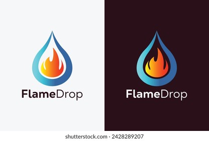 Minimalist Fire Flame drop logo design vector template. Modern colorful Fire Flame drop vector. water Crest, ingle logo