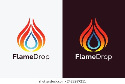 Minimalist Fire Flame drop logo design vector template. Modern colorful Fire Flame drop vector. water Crest, ingle logo