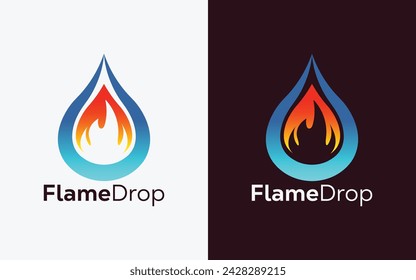 Minimalist Fire Flame drop logo design vector template. Modern colorful Fire Flame drop vector. water Crest, ingle logo