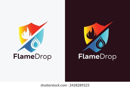 Minimalist Fire Flame drop logo design vector template. Modern colorful Fire Flame drop vector. water Crest, ingle logo