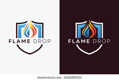 Minimalist Fire Flame drop logo design vector template. Modern colorful Fire Flame drop vector. water Crest, ingle logo