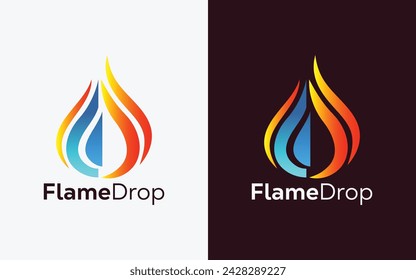 Minimalist Fire Flame drop logo design vector template. Modern colorful Fire Flame drop vector. water Crest, ingle logo