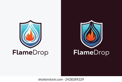 Minimalist Fire Flame drop logo design vector template. Modern colorful Fire Flame drop vector. water Crest, ingle logo