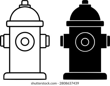 Minimalist fire hydrant icon in outline and silhouette design