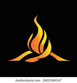 Minimalist Fire Logo with Modern Flame Design on White Background for Branding and Creative Illustration