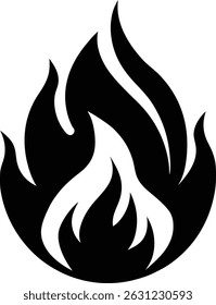"Minimalist Fire Silhouette – Vector Illustration on White Background"